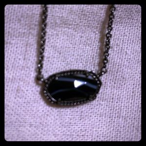 Kendra Scott Elisa Necklace Gunmetal Black Agate